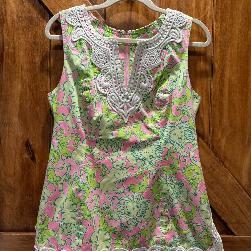 Vintage Lilly Pulitzer Pink and Green Patterned top